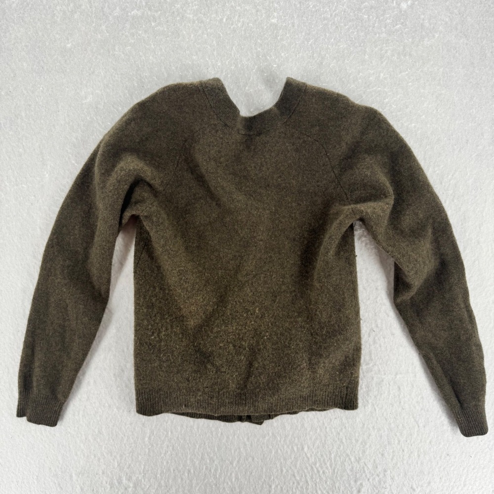 John Ashford - VTG Cardigan 100% Pure New Wool Pockets - Olive Green - S - Mens - Picture 2 of 7